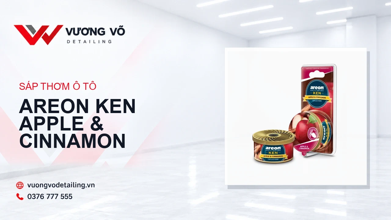 Hộp sáp thơm Areon Ken Apple & Cinnamon - Hương táo quế trên nền Vương Võ Detailing