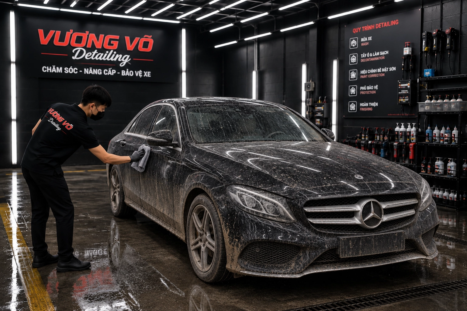 Trước khi thực hiện Rửa xe Detailing